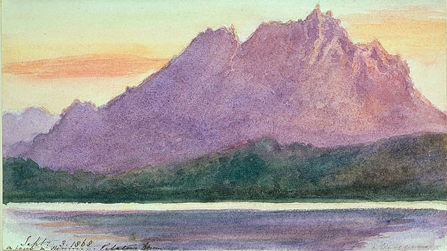 Ein Aquarell, das den Pilatus zeigt. Ein Aquarell, das den Pilatus zeigt.
