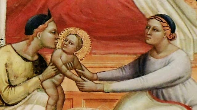 Zwei Frauen halten das Jesuskind. Zwei Frauen halten das Jesuskind.
