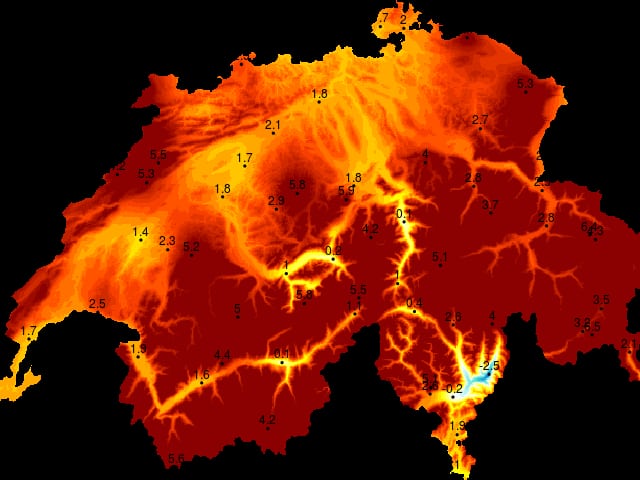 Karte mit den Temperaturabweichungen im Dezember 2015. Karte mit den Temperaturabweichungen im Dezember 2015.