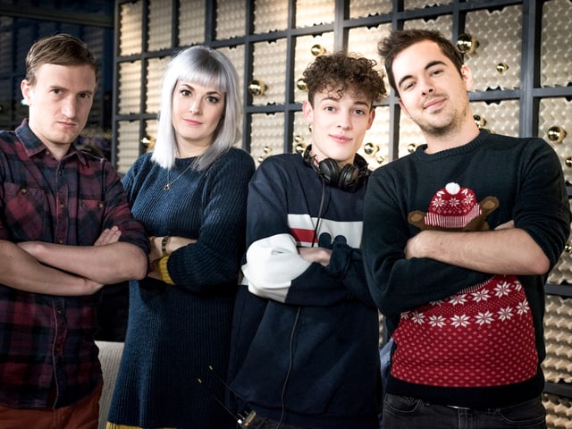 Gruppenbild mit Stefan Büsser, Tina Nägeli, Nemo und Fabio Nay.