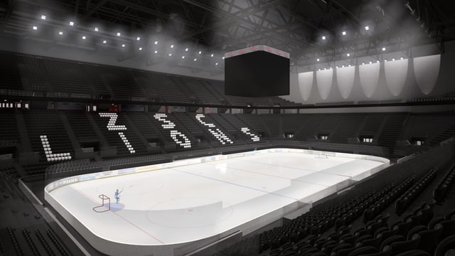 In der neuen Arena der ZSC Lions sollen fast 12'000 Zuschauer Platz finden, auf einer Tribünenseite steht der Schriftzug der ZSC Lions auf den Sitzplätzen. In der neuen Arena der ZSC Lions sollen fast 12'000 Zuschauer Platz finden, auf einer Tribünenseite steht der Schriftzug der ZSC Lions auf den Sitzplätzen.