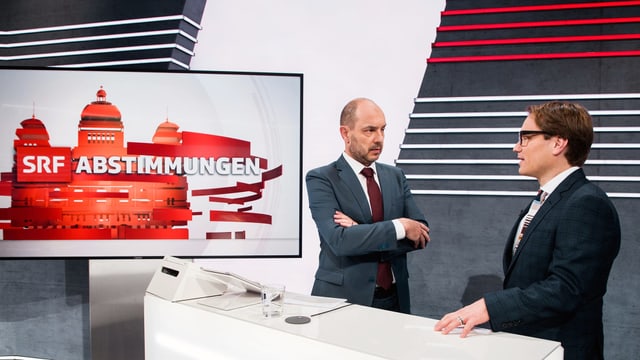 Urs Leuthard und Lukas Golder im Abstimmungsstudio Urs Leuthard und Lukas Golder im Abstimmungsstudio