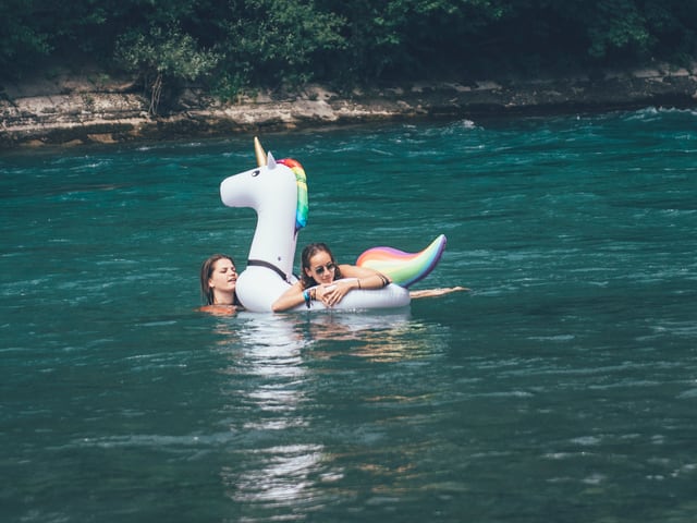 Festivalbesucher in der Aare Festivalbesucher in der Aare