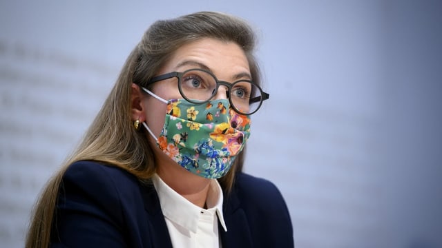 Franziska Ryser an der Medienkonferenz. Franziska Ryser an der Medienkonferenz.