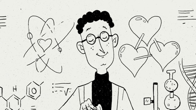 Eine Illustration von Nino Christen zeigt einen verliebten Mann. Eine Illustration von Nino Christen zeigt einen verliebten Mann.