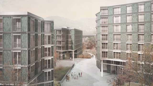 Visualisierung der Wohnblöcke im Plus-Energie-Quartier Visualisierung der Wohnblöcke im Plus-Energie-Quartier