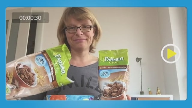 Müslipackung mit Vermerk «-50% Fett». Müslipackung mit Vermerk «-50% Fett».