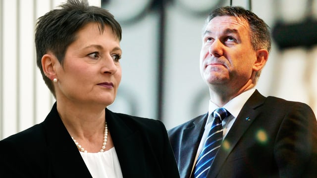 Zwei Portraitaufnahmen einer Frau und eines Mannes Zwei Portraitaufnahmen einer Frau und eines Mannes