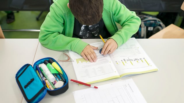 Schüler mit Aufgabe Schüler mit Aufgabe