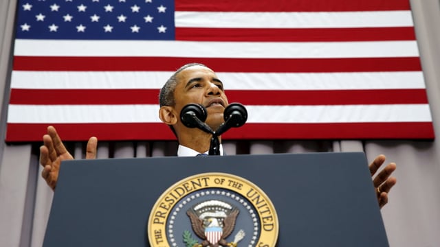 Barack Obama bei seiner Rede an der Universität Washington. Barack Obama bei seiner Rede an der Universität Washington.