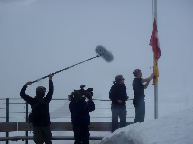 Kamerateam im Nebel. Kamerateam im Nebel.