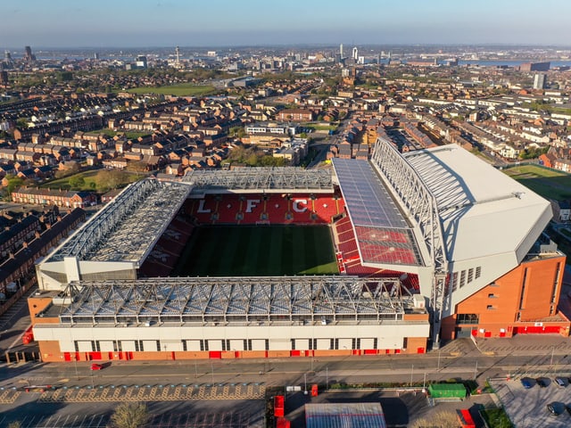Anfield Road in Liverpool. Anfield Road in Liverpool.