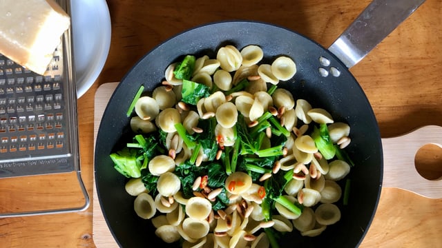 Orechiette mit Cime di rapa. Orechiette mit Cime di rapa.