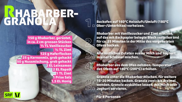 Rezept für Rhabarber-Granola Rezept für Rhabarber-Granola