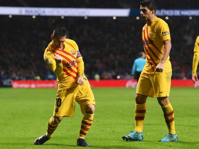 Lionel Messi und Vorlagengeber Luis Suarez. Lionel Messi und Vorlagengeber Luis Suarez.