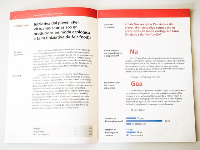Duas paginas dal nov cudeschet da votaziun. Duas paginas dal nov cudeschet da votaziun.