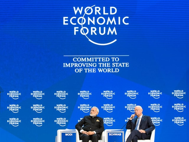 Eröffnungspodium am WEF 2018 mit dem Indischen Premier und dem WEF-Gründer Klaus Schwab Eröffnungspodium am WEF 2018 mit dem Indischen Premier und dem WEF-Gründer Klaus Schwab