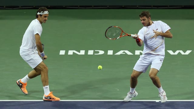Federer und Wawrinka im Doppel. Federer und Wawrinka im Doppel.