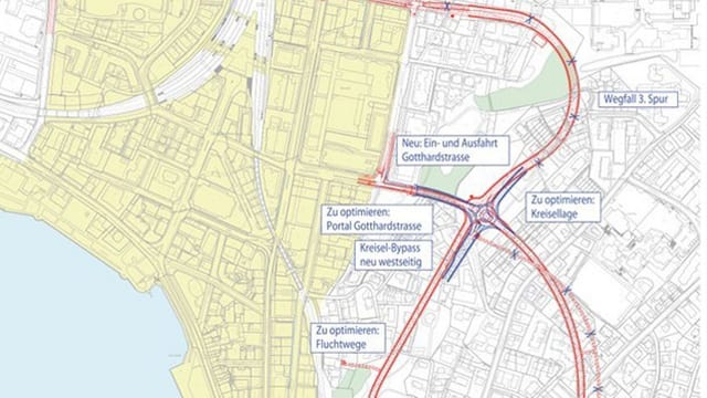 Der geplante Stadttunnel für 890 Millionen Franken soll die Stadt Zug vom Verkehr entlasten. Der geplante Stadttunnel für 890 Millionen Franken soll die Stadt Zug vom Verkehr entlasten.