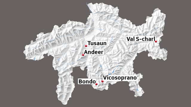 La carta mussa Tusaun, Andeer, Bondo, Vicosoprano e S-charl. La carta mussa Tusaun, Andeer, Bondo, Vicosoprano e S-charl.