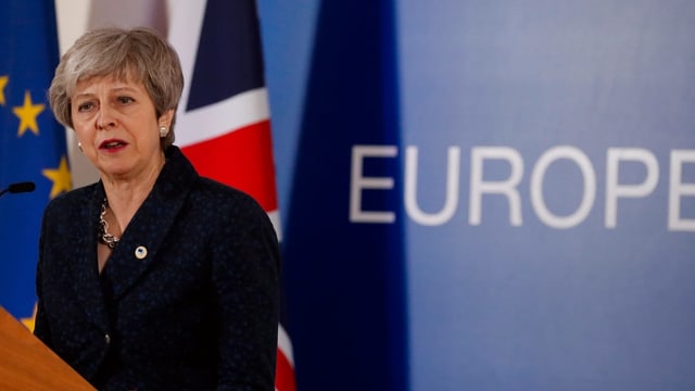 Premierministerin Theresa May an der Pressekonferenz Premierministerin Theresa May an der Pressekonferenz