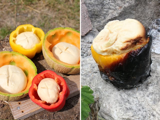 Schalenbrot vor und nach dem Backen. Schalenbrot vor und nach dem Backen.