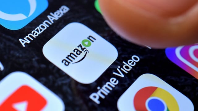 Video-App von Amazon auf Bildschirm. Video-App von Amazon auf Bildschirm.