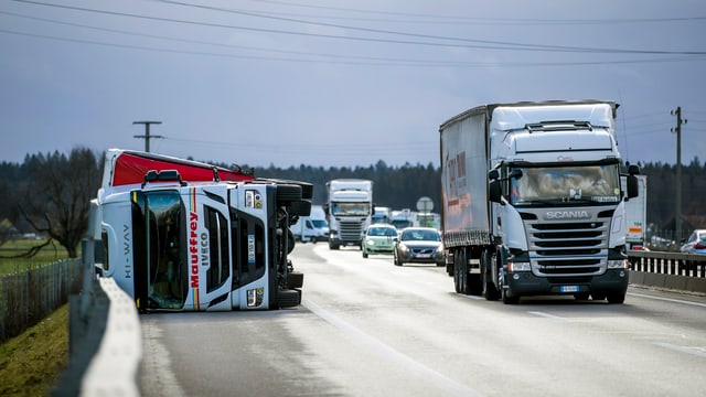 Umgestürzter Lastwagen Umgestürzter Lastwagen