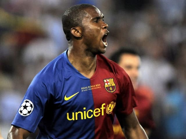 Samuel Eto'o kurz nach dem 1:0 im Chamions-League-Final 2009 gegen Manchester United. Samuel Eto'o kurz nach dem 1:0 im Chamions-League-Final 2009 gegen Manchester United.