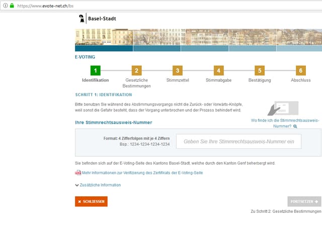 Ist ein Stimmbürger im Visier der Hacker, wird er unbemerkt auf eine gefälschte Website umgeleitet, die dem Original verblüffend ähnlich sieht. Das grüne Schloss links in der Adresszeile bestätigt die «Echtheit» des Absenders, die Adresse hat sich nur leicht verändert – für viele Stimmbürger kaum bemerkbar.