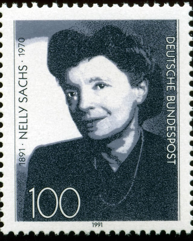 Briefmarke der Deutschen Bundespost zum 100. Geburtstag der Dichterin Nelly Sachs. Briefmarke der Deutschen Bundespost zum 100. Geburtstag der Dichterin Nelly Sachs.