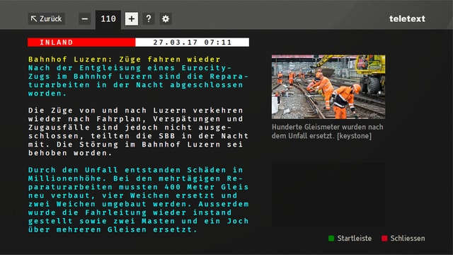 Ausschnitt SRF HbbTV-Angebot Ausschnitt SRF HbbTV-Angebot