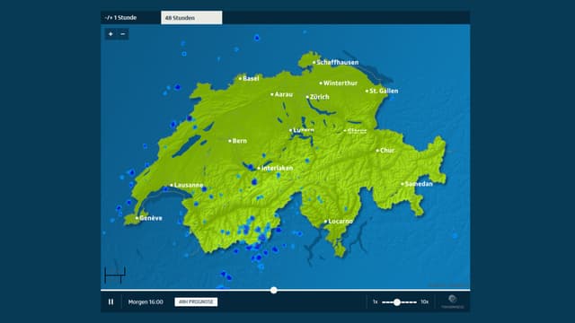 Screenshot der 48-Stundenprognose von srf.ch/meteo Screenshot der 48-Stundenprognose von srf.ch/meteo