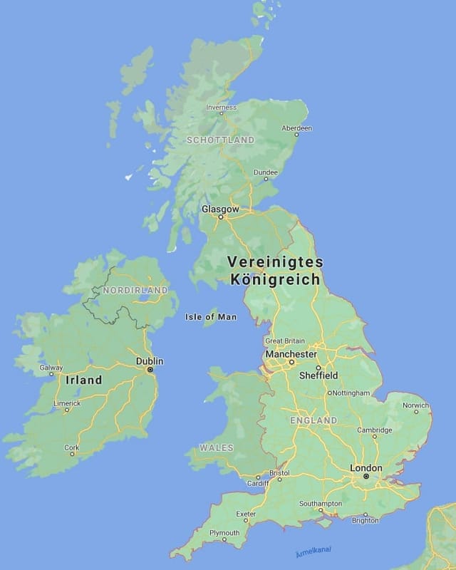 Die Karte vom Vereinigte Königreich