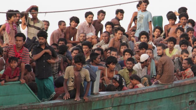 Personen auf einem Schiff. Personen auf einem Schiff.