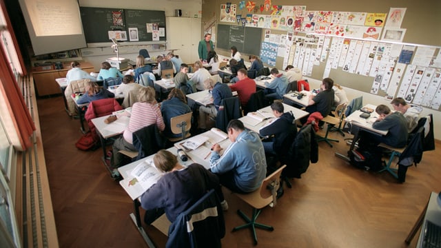 Schulzimmer mit Unterricht. Schulzimmer mit Unterricht.