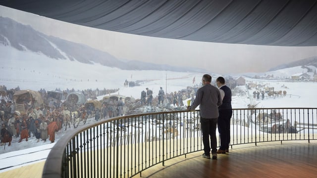 Menschen vor Panorama-Gemälde Menschen vor Panorama-Gemälde