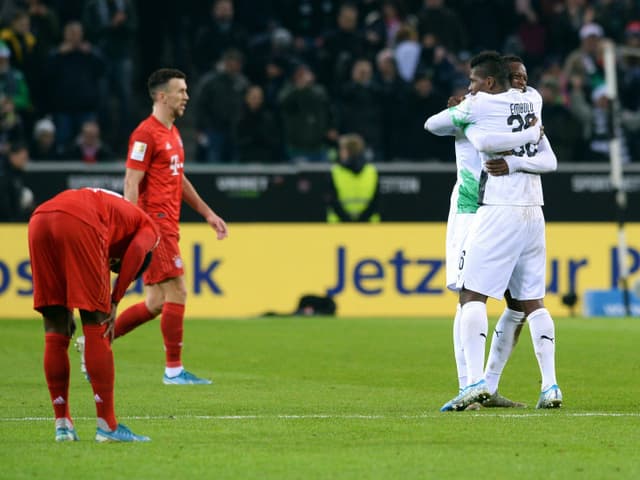 Gladbach-Spieler bejubeln ein Tor gegen die Bayern im Dezember 2019. Gladbach-Spieler bejubeln ein Tor gegen die Bayern im Dezember 2019.