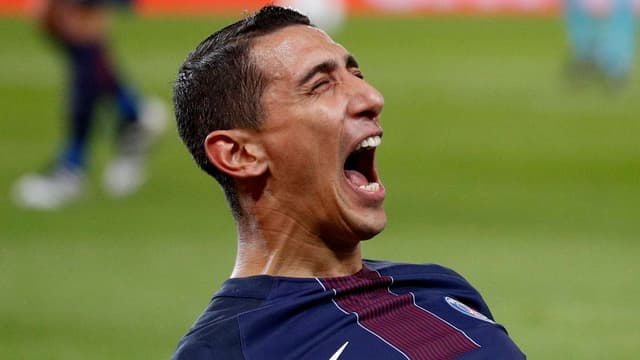 Angel Di Maria schreit seine Freude heraus. Angel Di Maria schreit seine Freude heraus.