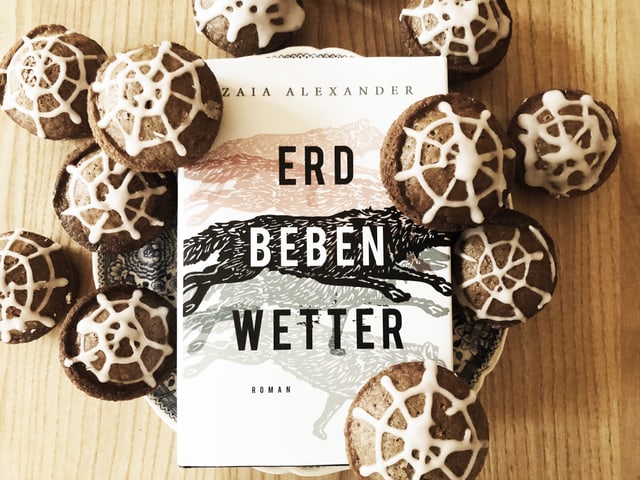 Der Roman «Erdbebenwetter» ist mit Spinnennetz-Muffins garniert. Der Roman «Erdbebenwetter» ist mit Spinnennetz-Muffins garniert.
