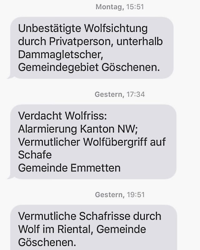 Wolfsalarm per SMS. Wolfsalarm per SMS.