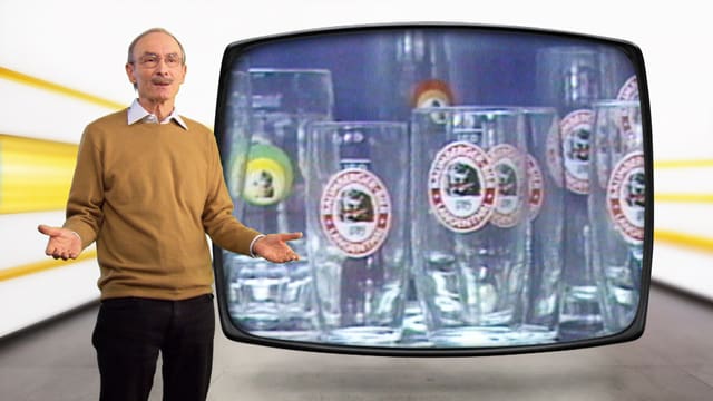 Urs P. Gasche, stehend von Bild aus Bier-Test von 1985 Urs P. Gasche, stehend von Bild aus Bier-Test von 1985