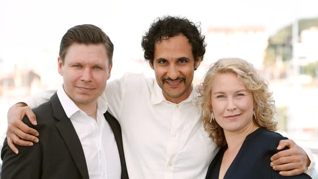 Eero Milonoff, Ali Abbasi und Eva Melander posieren für die Fotografen in Cannes (Mai 2018).