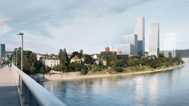So sieht das Roche-Areal in Zukunft aus - von der Wettsteinbrücke aus. So sieht das Roche-Areal in Zukunft aus - von der Wettsteinbrücke aus.