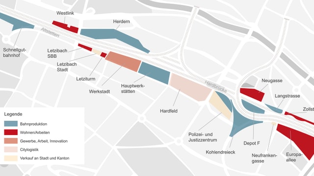 Plan der Bauten rund um den Bahnhof Zürich Plan der Bauten rund um den Bahnhof Zürich