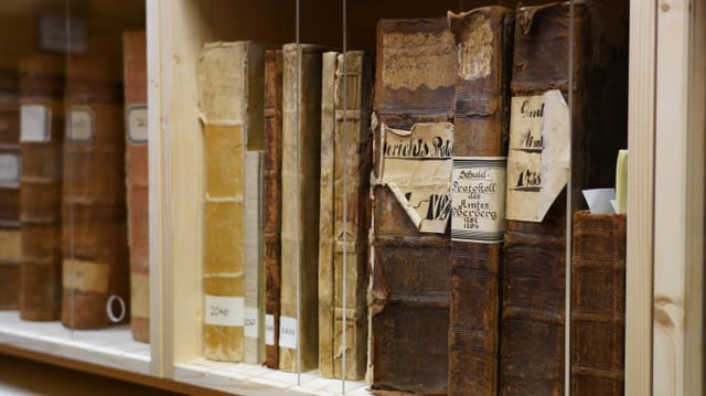 Die drei Bücher aufgereiht in einem Regal. Die drei Bücher aufgereiht in einem Regal.