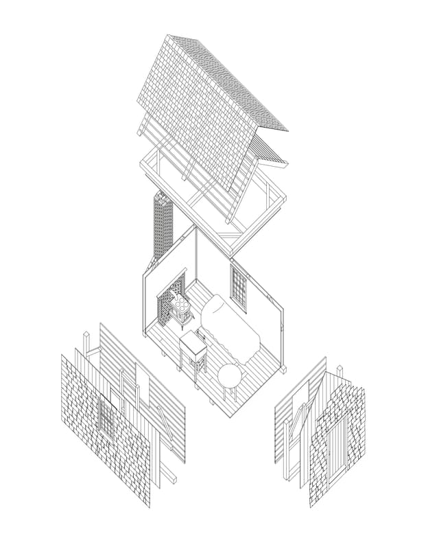 Architekturzeichnung eines sehr kleinen Häuschens. Architekturzeichnung eines sehr kleinen Häuschens.