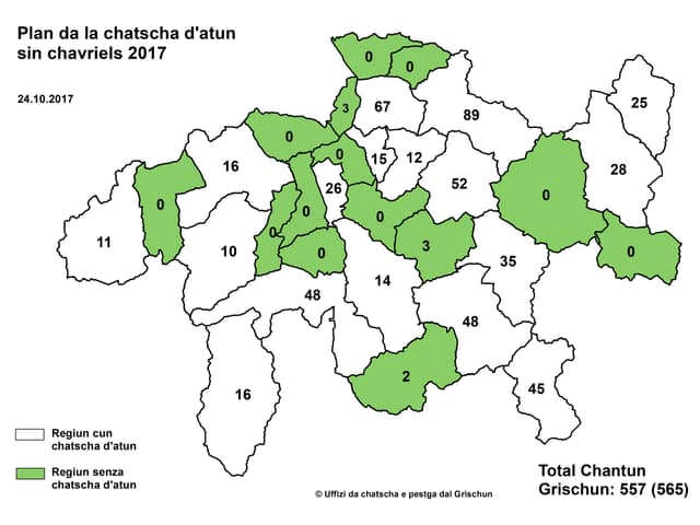 Ina carta dal chantun Grischun cun las regiuns da chatscha speziala. Ina carta dal chantun Grischun cun las regiuns da chatscha speziala.