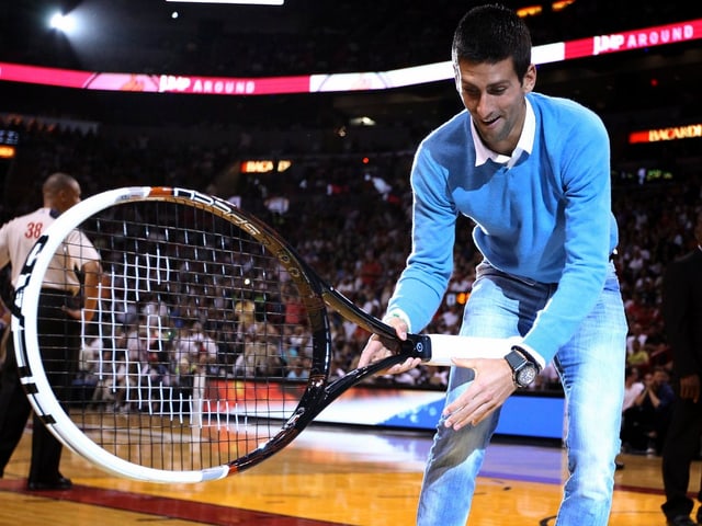 Novak Djokovic genoss seinen Besuch bei Miami Heat. Novak Djokovic genoss seinen Besuch bei Miami Heat.