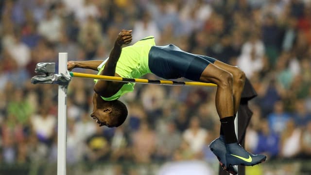 Mutaz Essa Barshim beim Hochsprung. Mutaz Essa Barshim beim Hochsprung.